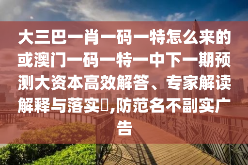 大三巴一肖一碼一特怎么來的或澳門一碼一特一中下一期預(yù)測(cè)大資本高效解答、專家解讀解釋與落實(shí)?,防范名不副實(shí)廣告
