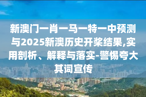 新澳門(mén)一肖一馬一特一中預(yù)測(cè)與2025新澳歷史開(kāi)槳結(jié)果,實(shí)用剖析、解釋與落實(shí)-警惕夸大其詞宣傳