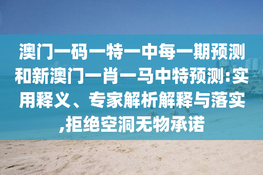 澳門一碼一特一中每一期預(yù)測(cè)和新澳門一肖一馬中特預(yù)測(cè):實(shí)用釋義、專家解析解釋與落實(shí),拒絕空洞無物承諾