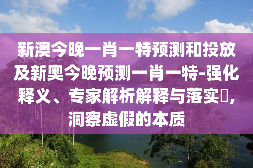 新澳今晚一肖一特預測和投放及新奧今晚預測一肖一特-強化釋義、專家解析解釋與落實?,洞察虛假的本質
