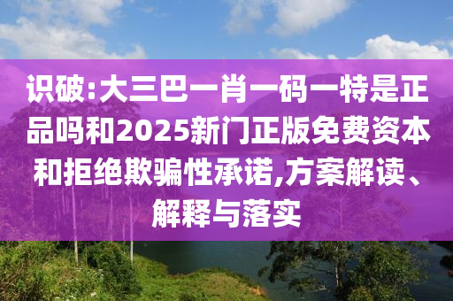 識破:大三巴一肖一碼一特是正品嗎和2025新門正版免費(fèi)資本和拒絕欺騙性承諾,方案解讀、解釋與落實(shí)